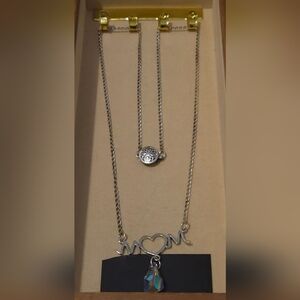 Sterling Silver 'Mom' Necklace with Heart and Crystal Pendant